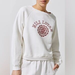 Nili Lotan | Women’s White Crewneck Logo Slightly Cropped Sweatshirt, size M